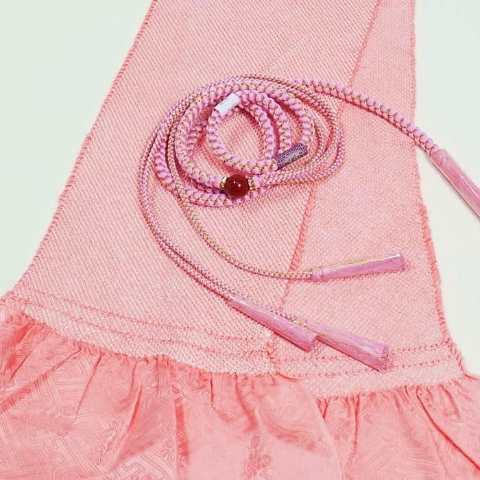 帯締め 帯揚げ セット 振袖用 正絹 総絞り ビーズ ピンク a5m1m5 成人