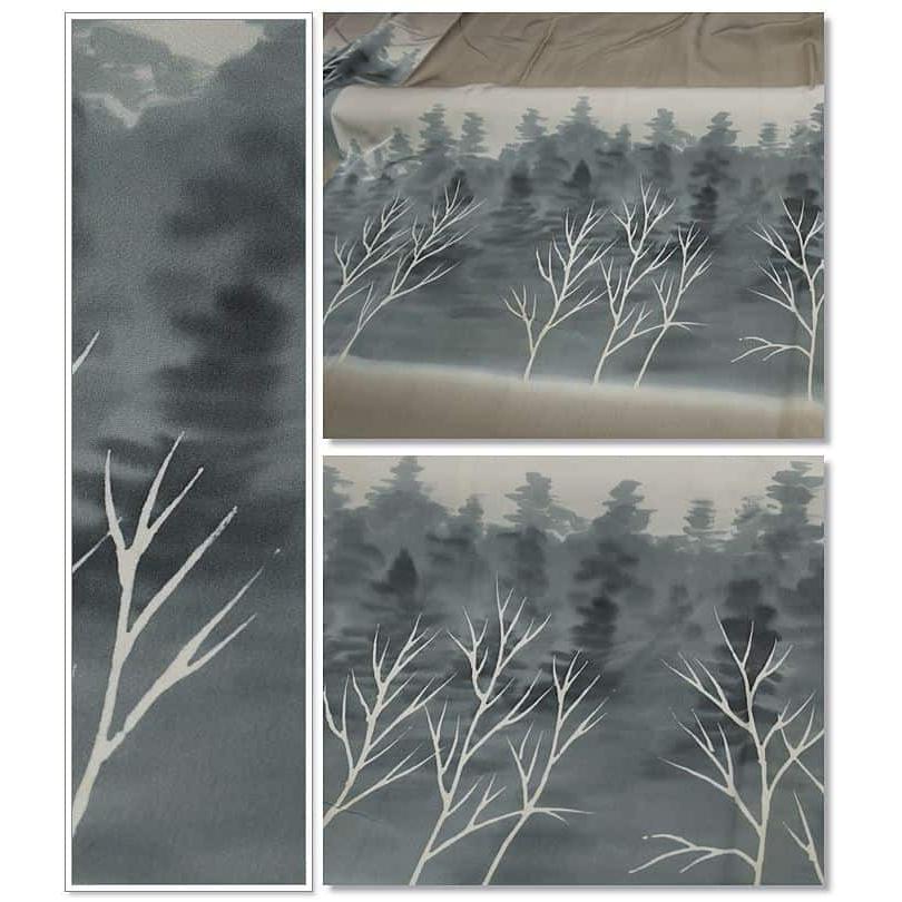 男絵羽柄正絹襦袢生地１人前新品 男物 粋でオシャレな 絵羽 正絹 長襦袢
