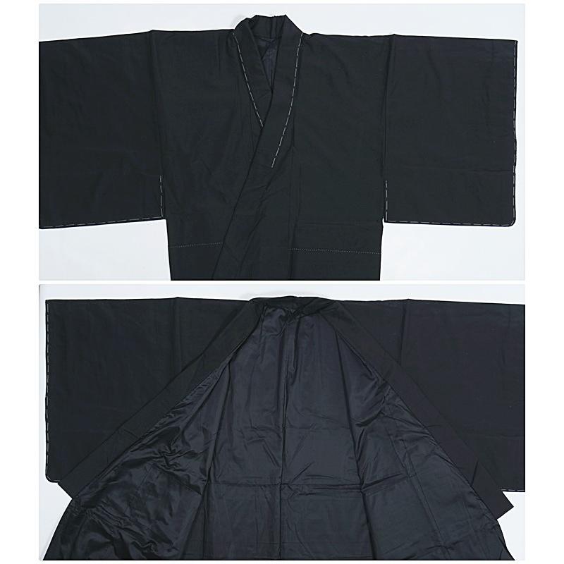 男着物 アンサンブル着物 未使用品 紬 黒地 正絹 着物と羽織セット 