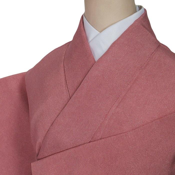 正絹 袷 トールサイズ☆江戸小紋 鮫小紋 ローズレッド☆美品 未 正絹 袷 トールサイズ☆江戸小紋 鮫小紋 ローズレッド☆美品 未