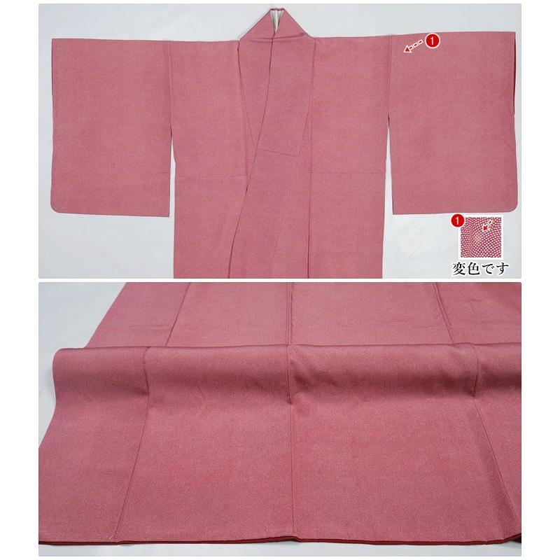 リサイクル江戸小紋 鮫小紋袷 色無地 赤朱 身丈158cm 裄64cm S