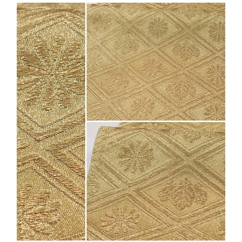 袋帯 中古 リサイクル 夏物 六通 荒磯文 瓢箪 金色 銀色 A836-18 中古）袋帯 金 銀 マルチカラー フォーマル 六通 銀麗絣染 横縞 菊文 絹
