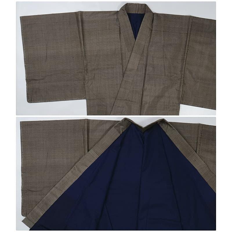 男物 アンサンブル着物 未使用品 本場大島紬 経緯絣 着物 羽織 茶