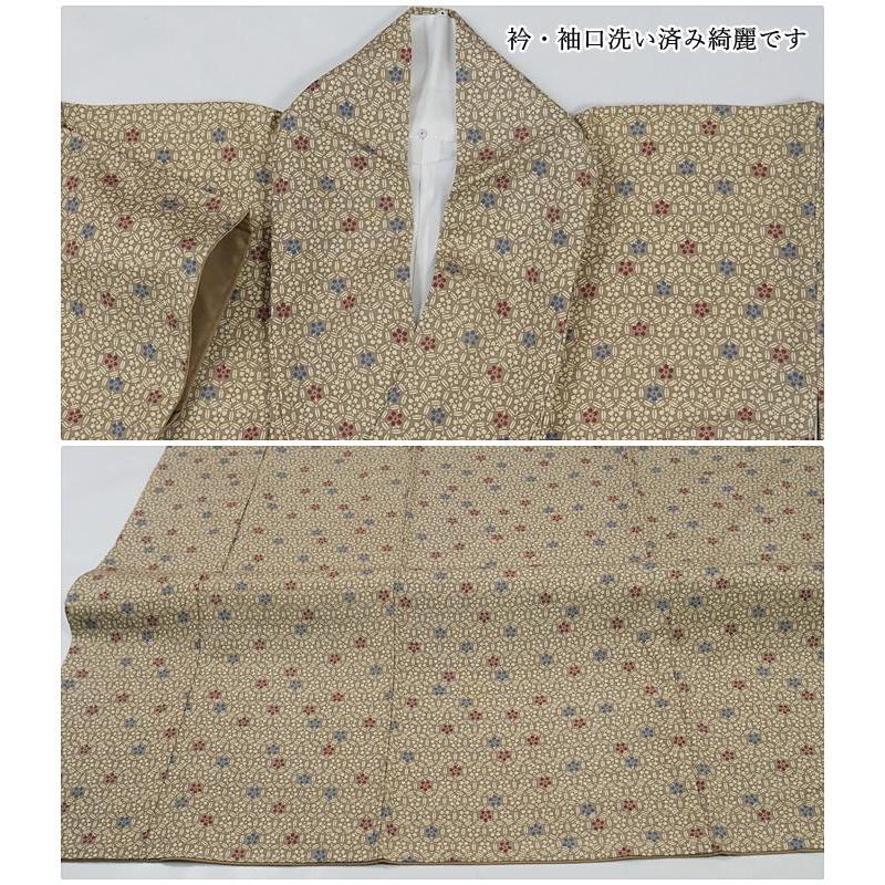小紋 着物 リユース 友禅染め 小紋袷 紬地 身丈152cm 裄63cm Sサイズ