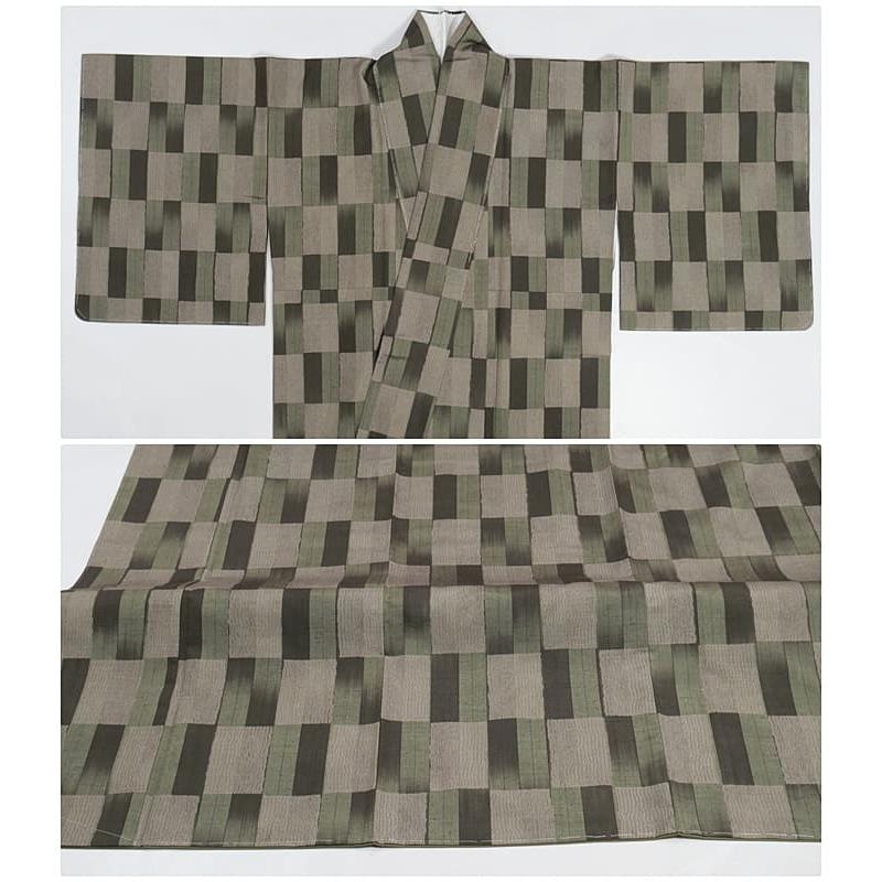 着物　紬　手織り　絣　市松柄　/907 着物 紬 手織り 絣 市松柄 /907 - メルカリ