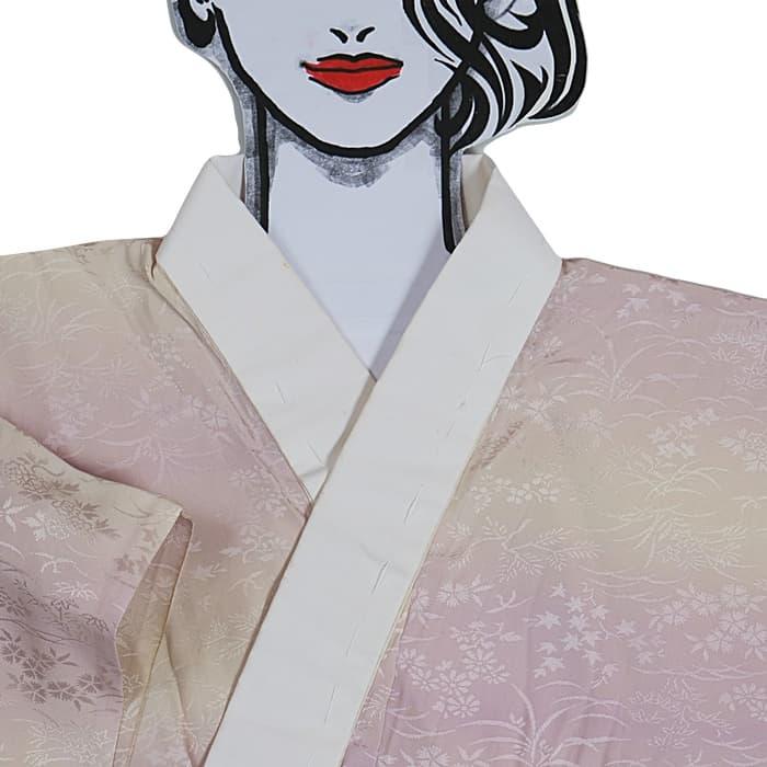 長襦袢 リサイクル襦袢袷 リユース 草花 ボカシ染め ピンク 絹 丈122cm