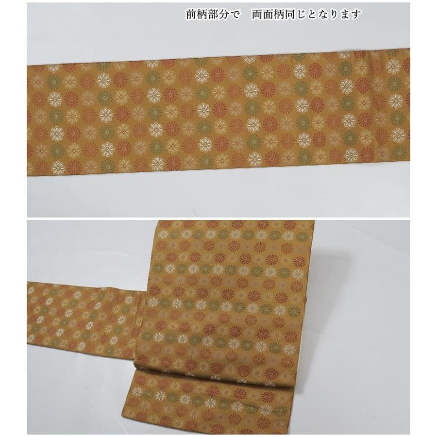 リサイクル名古屋帯 九寸名古屋帯 アンティーク帯 正絹 茶地 織物 中古 
