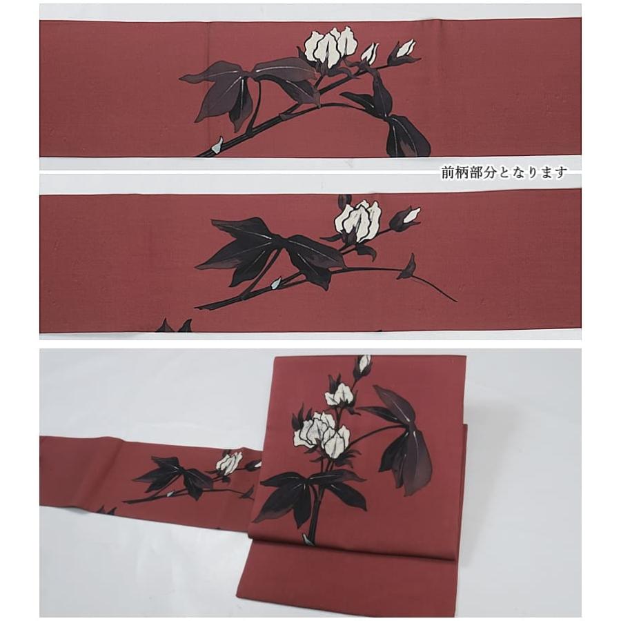 リサイクル 名古屋帯 染め名古屋帯 中古帯 塩瀬染め帯の逸品 絹 赤茶