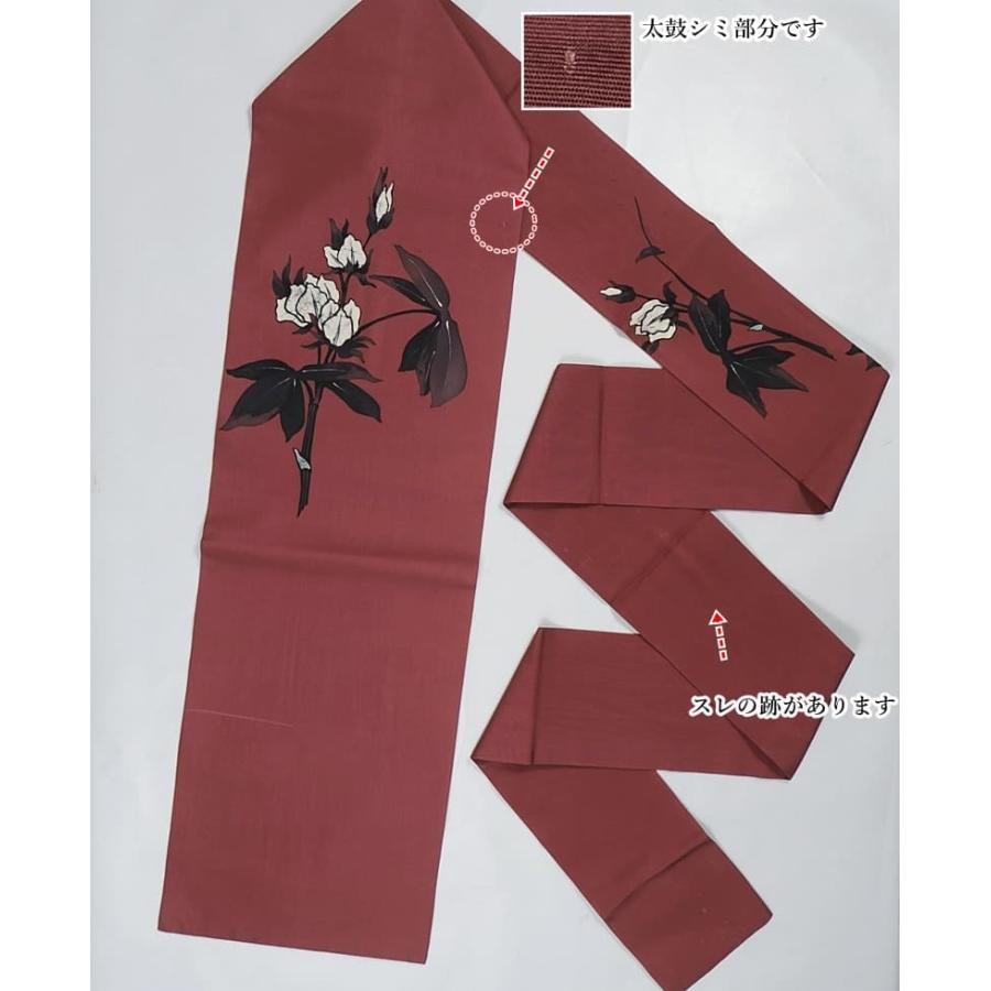 染名古屋帯 リサイクル 名古屋帯 染め名古屋帯 中古帯 塩瀬染め帯の逸品 絹 赤茶