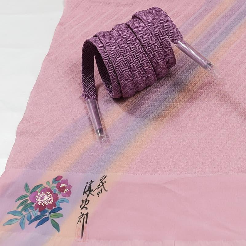 帯揚げ 帯締め セット 落款入り 作家物 清次郎 正絹 縮緬 平組紐 紫