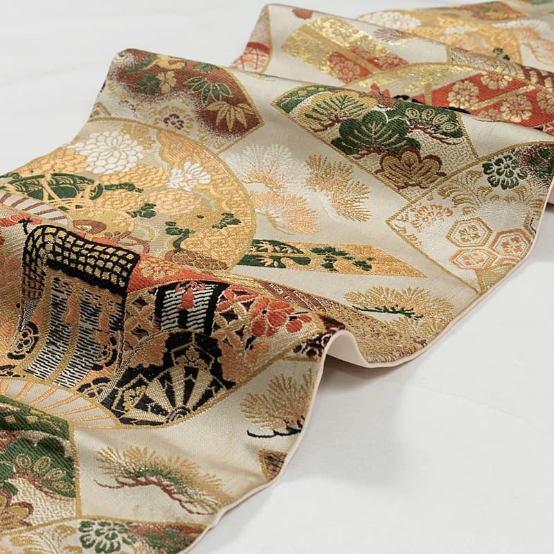 リサイクル名古屋帯 九寸 1049933名古屋帯 創作帯 丸帯 全通柄 御所車  