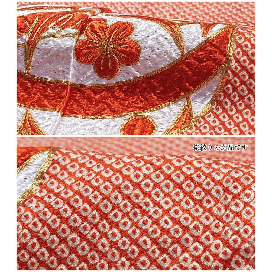 七歳 お祝着 総絞り 刺繍 お子様着物 七五三祝着 手毬 7歳 着物