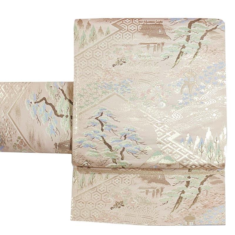 リサイクル 袋帯 西陣袋帯 松 逸品 金箔 山水 留袖袋帯 a2m5m1 仕立て