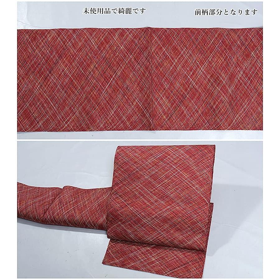 リサイクル 名古屋帯 未使用品 全通柄 組紐織り 洒落帯 赤茶 a2m6 