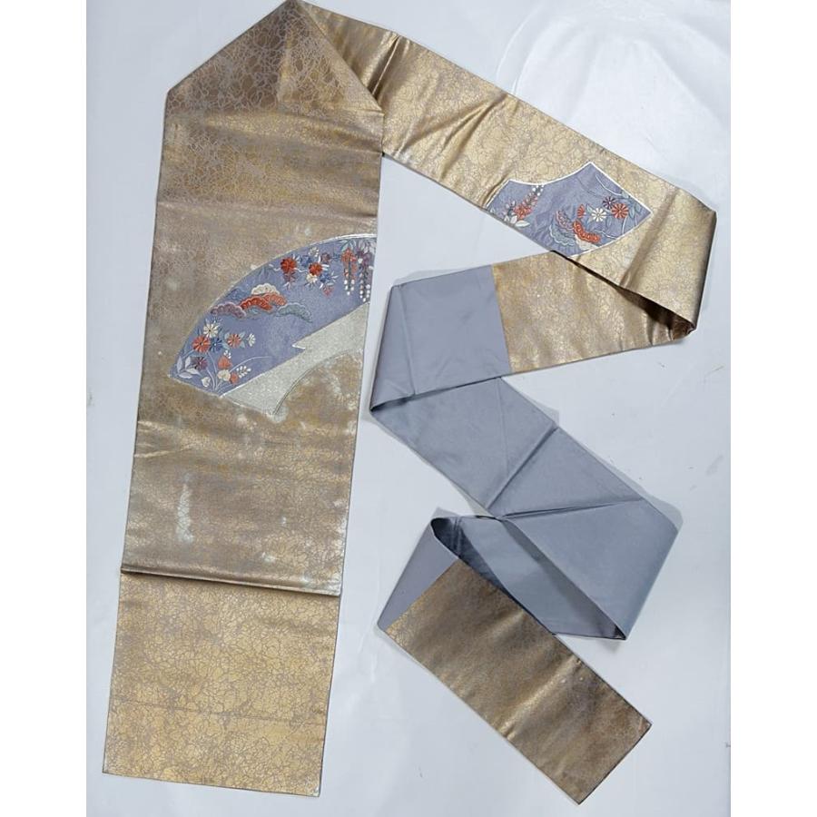 帯　名古屋帯　美品　未使用に近い リサイクル名古屋帯 未着品 美品 夏帯 九寸織物 絽 絹 黒 喪服帯 夏用