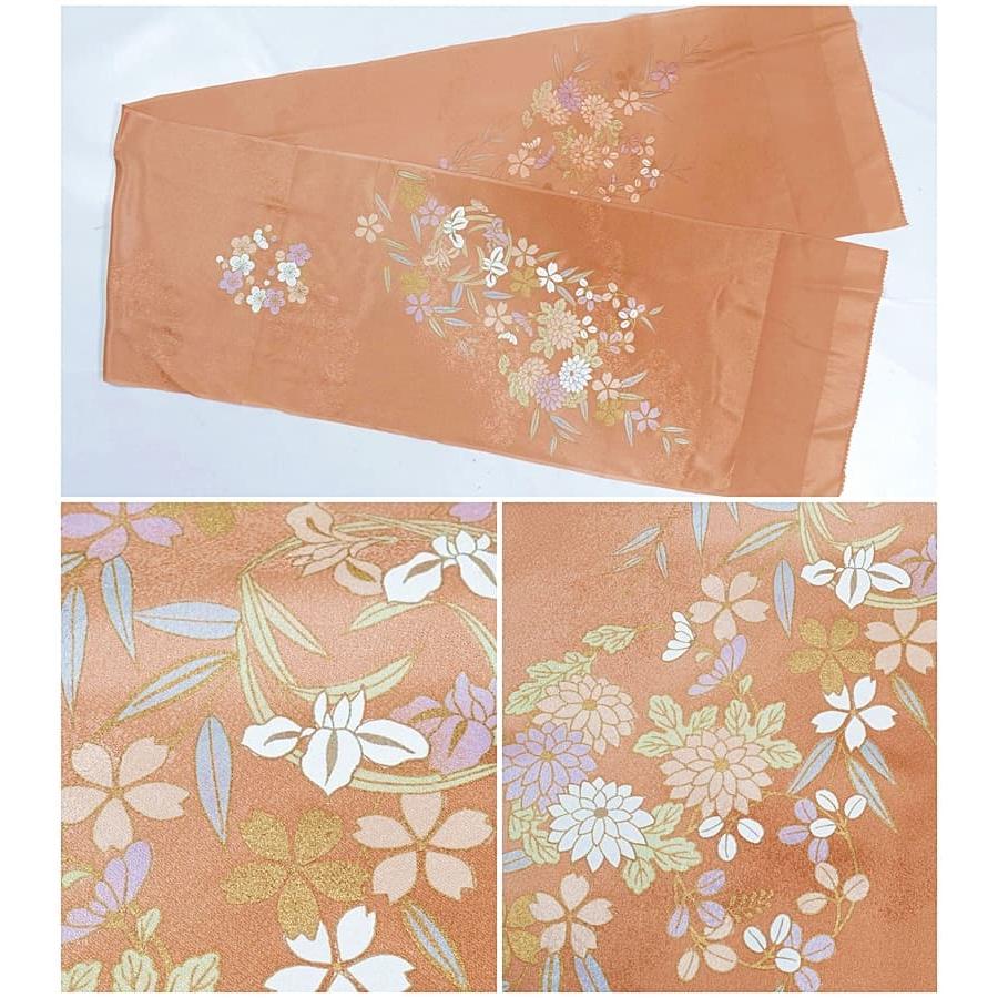 帯揚げ・帯締め セット 正絹 友禅染め 縮緬 平組紐 茶 帯締め帯揚げ