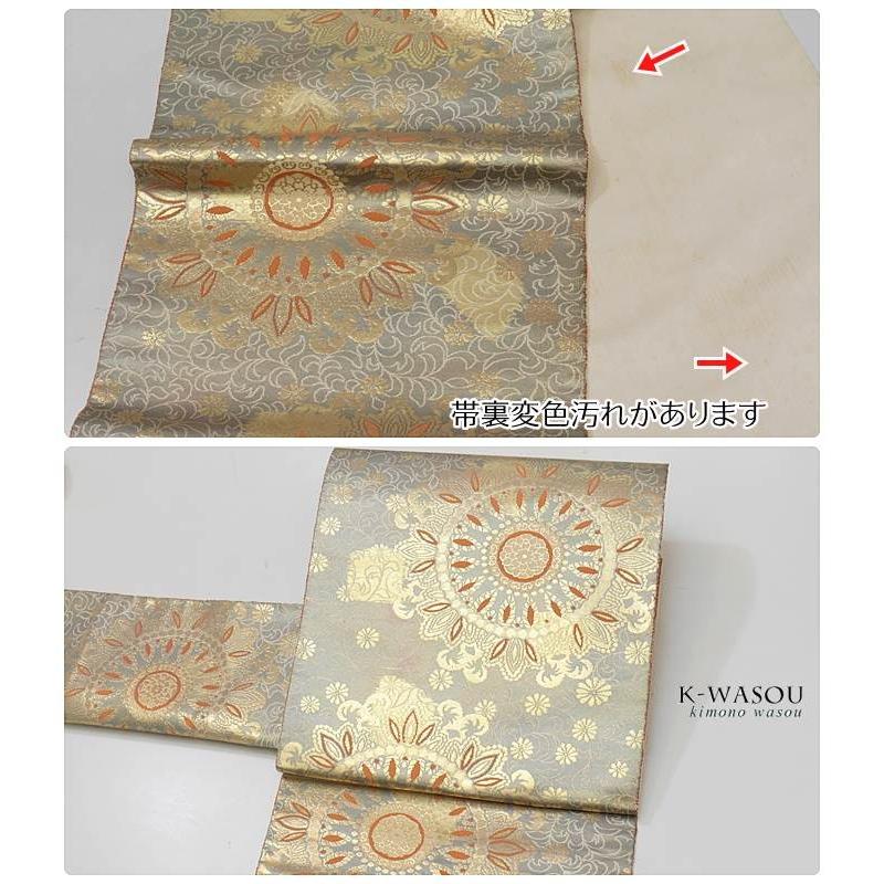 【逸品物】西陣織物老舗【服部織物】●唐織袋帯●ゴールド　本金●リバーシブル● ○【服部織物】 特選西陣織袋帯 本金箔使用 ≪御仕立て上がり・中古品