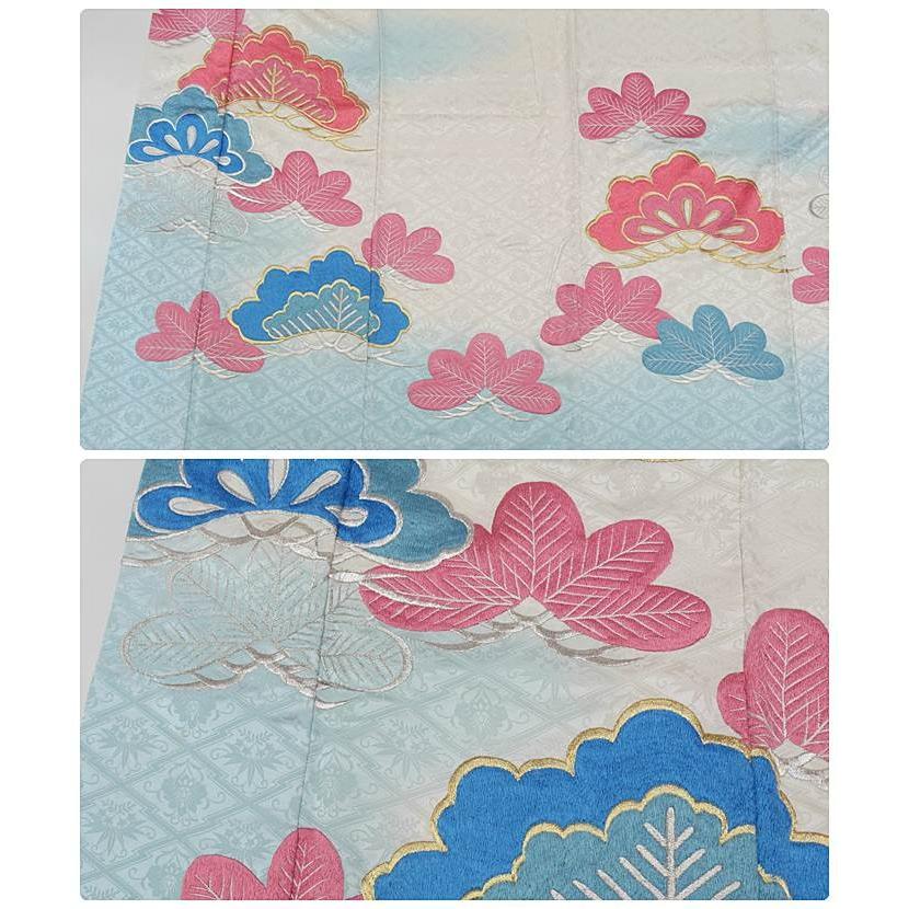 未使用品　振袖フルセット　手差し友禅　刺繍　新品長襦袢　トールサイズ　裄丈70 振袖 襦袢セット」リサイクル振袖襦袢セット 総刺繍襦袢セット 身丈