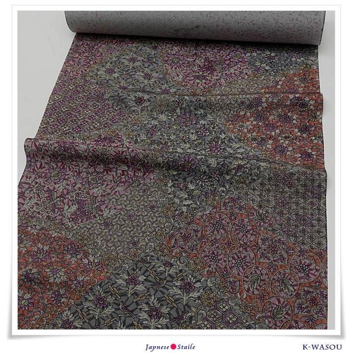 小紋 反物]新品 反物 更紗小紋着物 丹後縮緬 正絹 新品 和更紗 染め