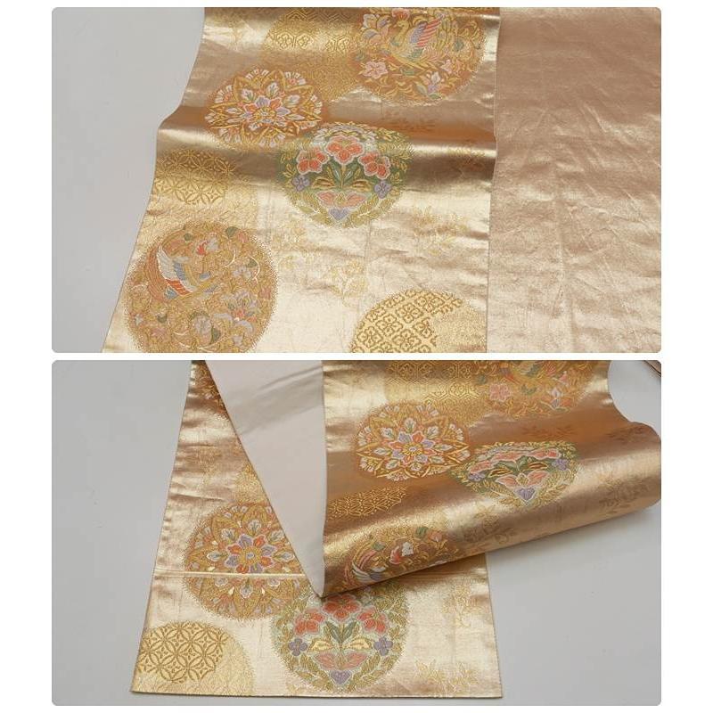 袋帯 リサイクル」フォーマル着物 金箔 袋帯 鳳凰華文 西陣袋帯 古着