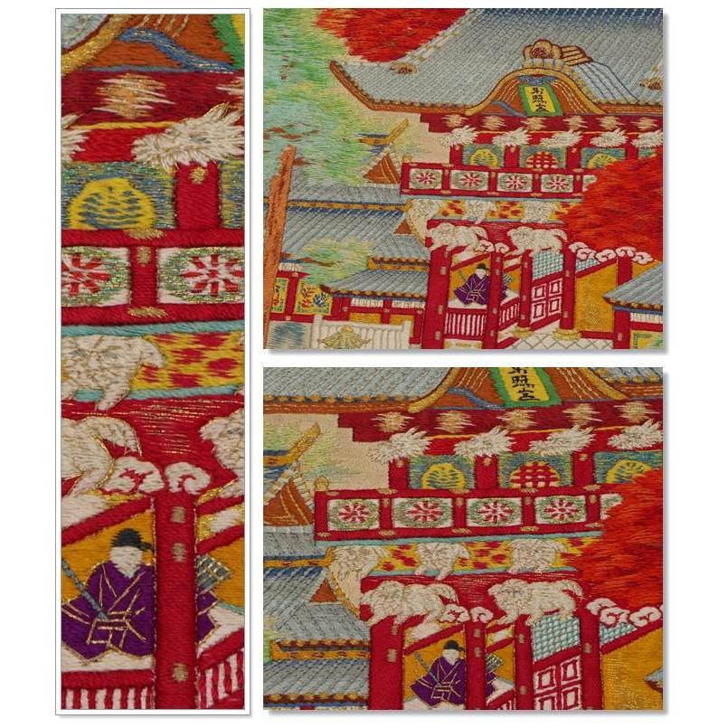 名古屋帯 刺繍帯」昭和アンティーク 名古屋帯 手縫い日本刺繍の名古屋