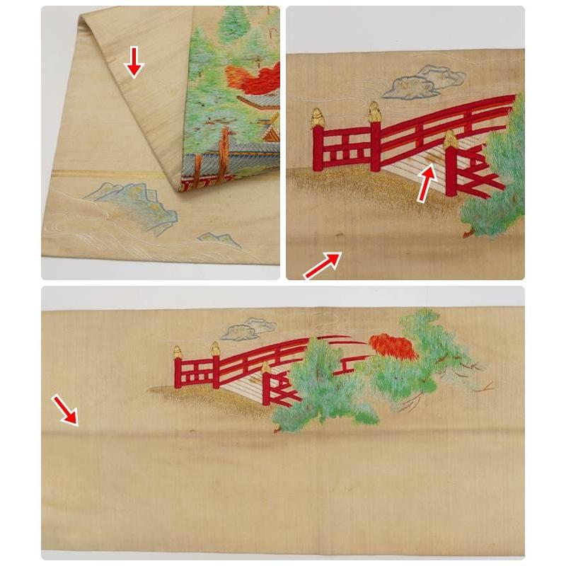 名古屋帯 刺繍帯」昭和アンティーク 名古屋帯 手縫い日本刺繍の名古屋