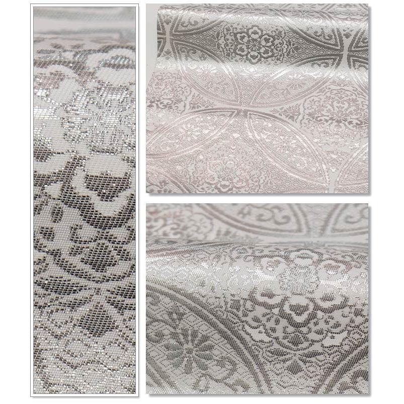 【袋帯】未使用品/プラチナ箔/西陣織/扇面/四季の草花/訪問着/444cm 新古品 袋帯 リサイクル」フォーマル着物 プラチナ箔 七宝吉祥