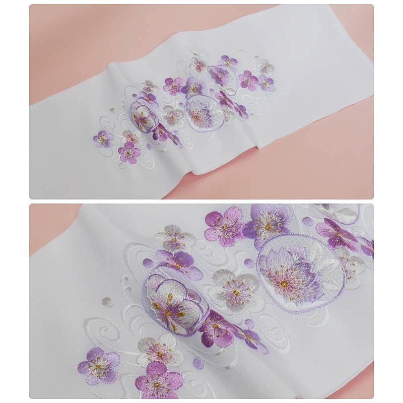 刺繍 半衿 草花紋 成人式 振袖用 卒業式 ポリエステル 礼装用 卒入園