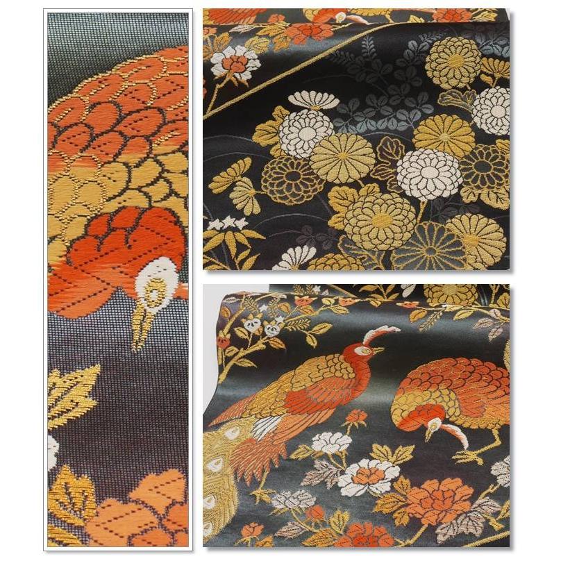 新古品 袋帯 古典柄 二重太鼓 中古袋帯 花鳥 黒紺地 a2m1m5 新古品 袋帯 古典柄 二重太鼓 中古袋帯 花鳥 黒紺地 a2m1m5