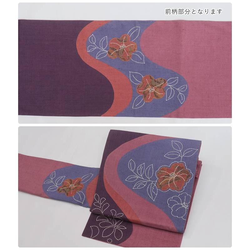 リサイクル袋帯 刺子刺繍 パッチワーク 中古帯 きもの帯 MLサイズ 
