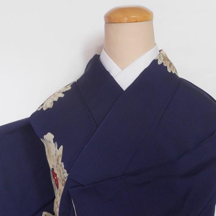お召し織物 リサイクル 織物 お召し着物 身丈151cm Sサイズ 裄62cm 花絣 紺色 A1m5m8y3 中古 昭和レトロ着物 訳あり 絣着物 訳あり W きもの和總 通販 Yahoo ショッピング