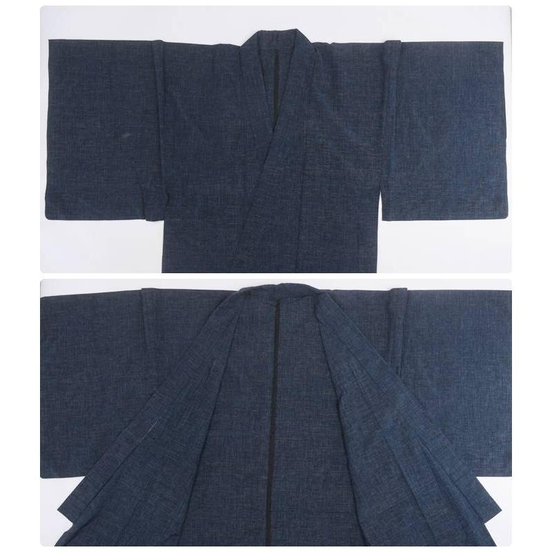 男性着物 つむぎ 紬 単衣 着物 男性用 絹 中古着物 身丈153cm Lサイズ