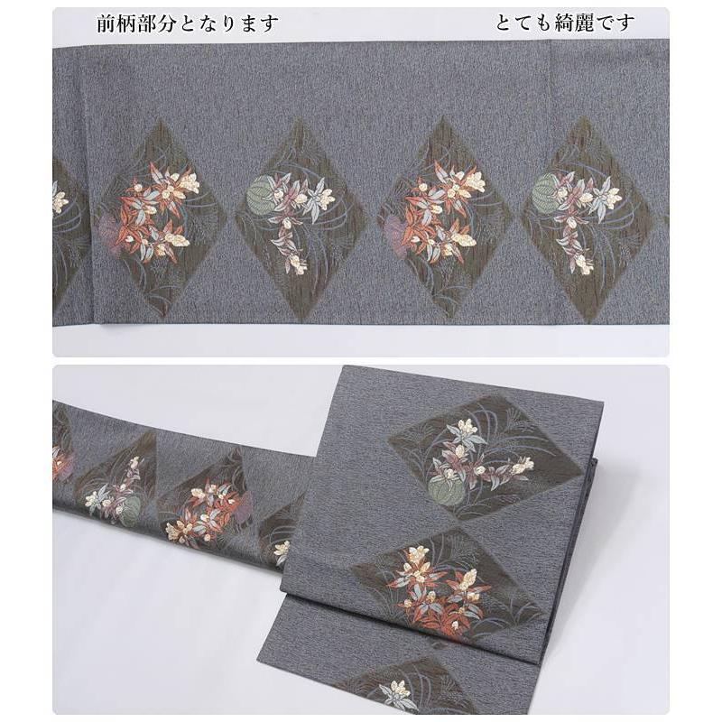 未使用品 袋帯 逸品袋帯 新古品 正絹 未使用 リサイクル袋帯 青銅色 