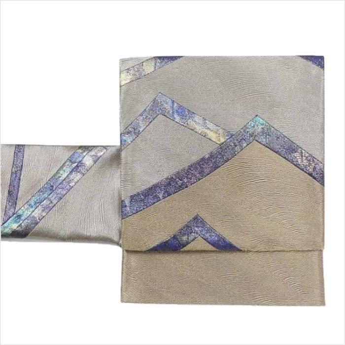 未使用品 袋帯 逸品袋帯 新古品 正絹 未使用 リサイクル袋帯 青銅色 縞 