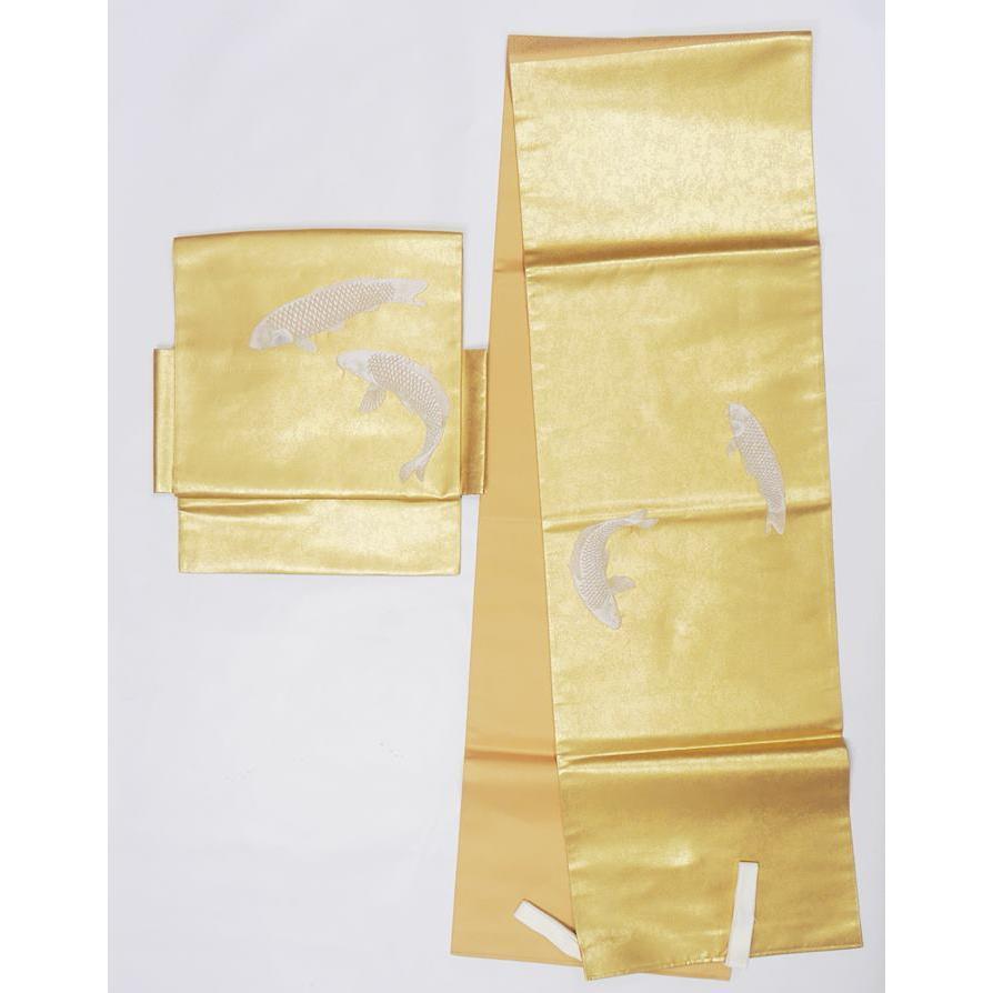作り帯 袋帯 付帯 二部式帯 織物 金箔 錦鯉 未使用品 未着品の造り帯