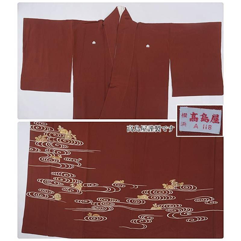 色留袖 リサイクル 留袖 逸品 着物 赤茶地 刺繍柄 友禅染め着物 身丈  