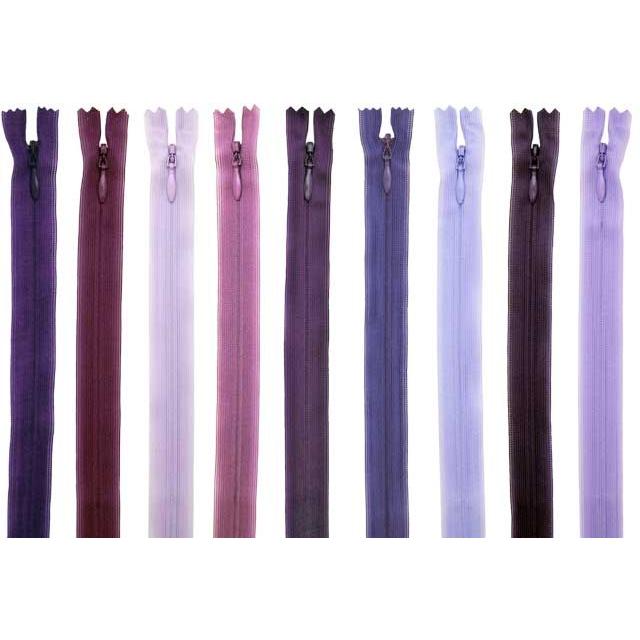 22cm】YKKコンシールファスナー 薄地（2cc) 色：紫系 全86色 ≪70本