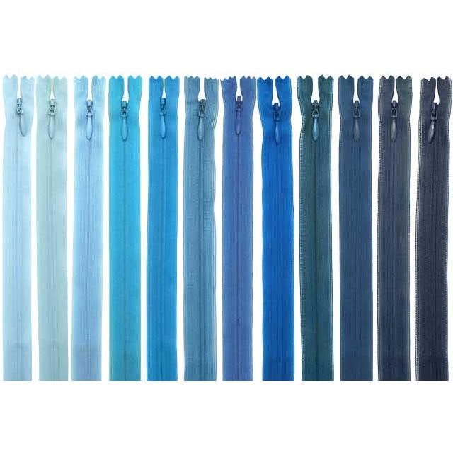 22cm】YKKコンシールファスナー 薄地（2cc) 色：ブルー系 全86色 ≪30