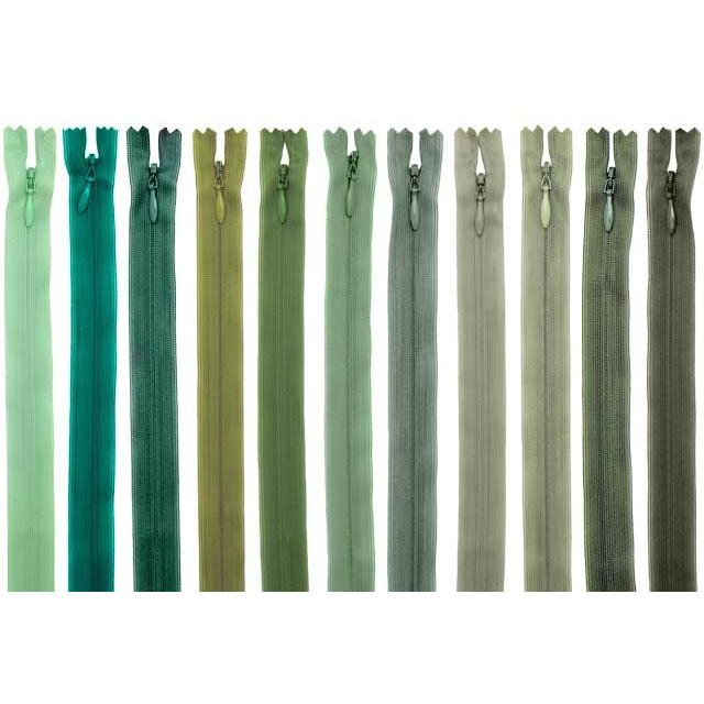 22cm】YKKコンシールファスナー 薄地（2cc) 色：グリーン系 全86色
