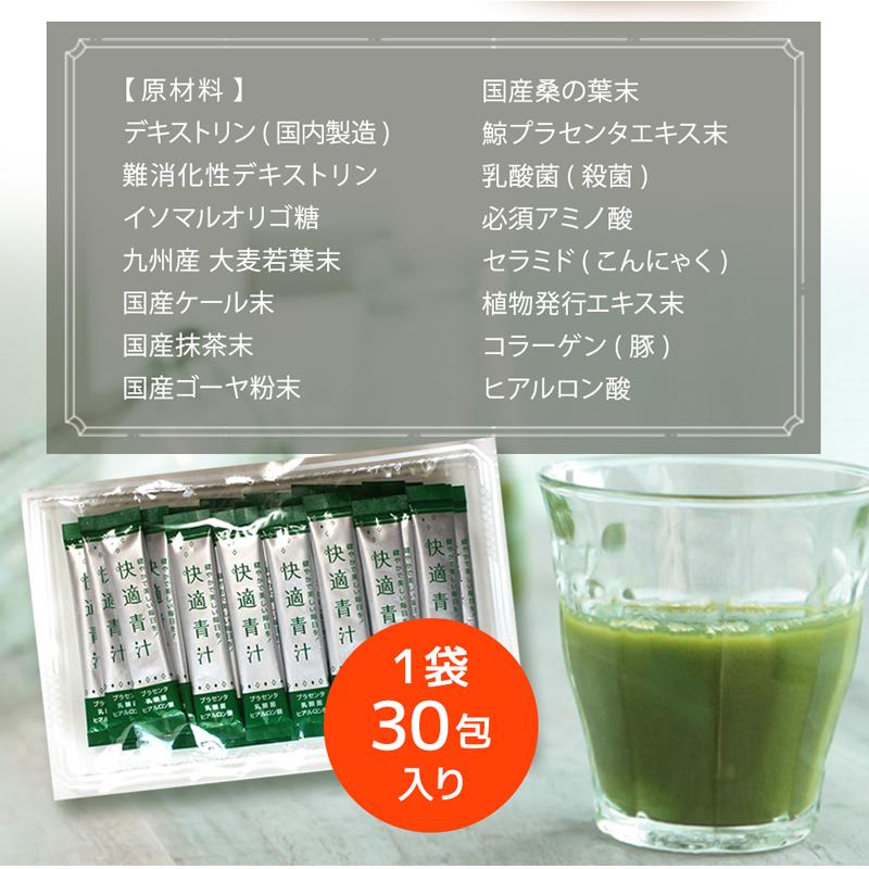 2袋セット】青汁 30包入り 粉末 大麦若葉 乳酸菌 酵素 健康食品 快適青