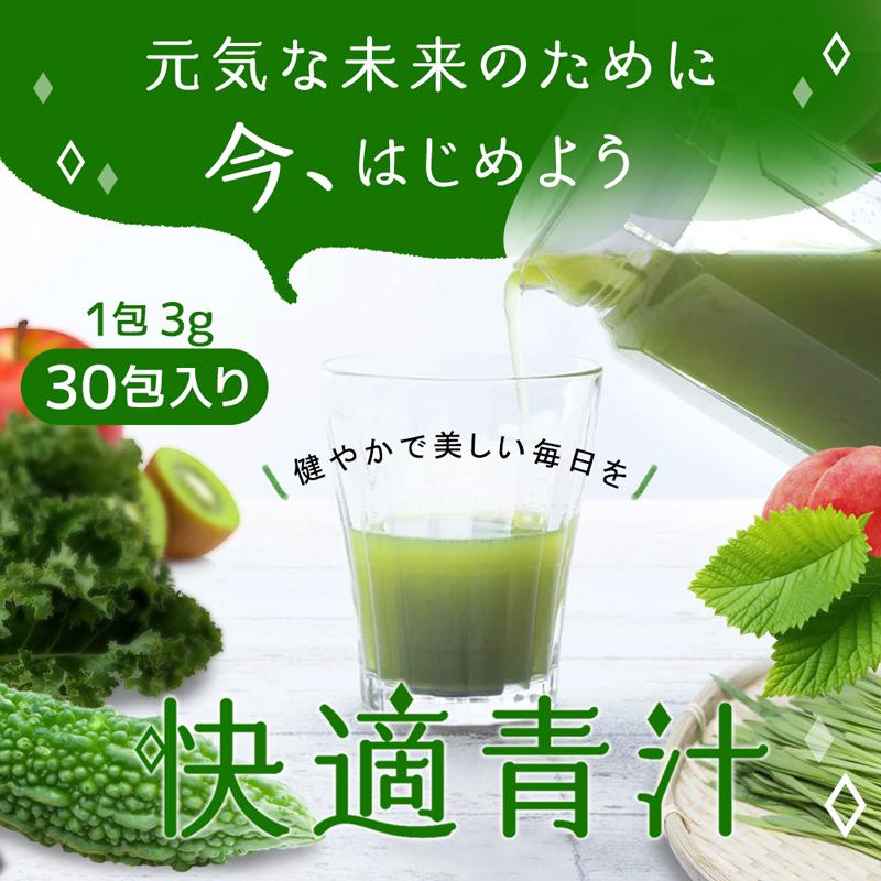 2袋セット】青汁 30包入り 粉末 大麦若葉 乳酸菌 酵素 健康食品 快適青