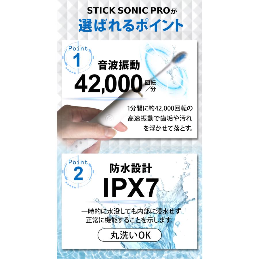 音波歯ブラシ 選べる3色 6モード USB 充電式 IPX7 防水設計 替えブラシ