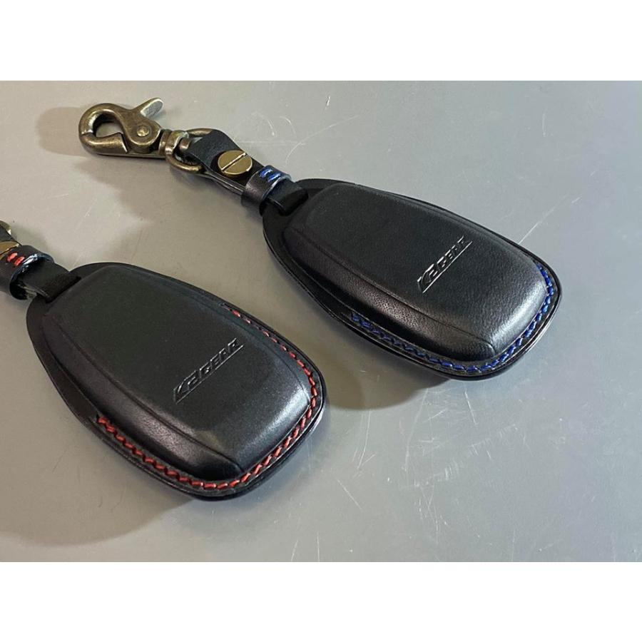 K2GEAR】最高級本革スマートキーケース：ブルーステッチ：レヴォーグ