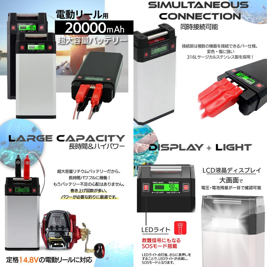 電動リール 用 バッテリー GN-20F 急速充電器・カバーセット 14.8V 超大容量 20000mAh パナソニックセル内蔵 ダイワ シマノ｜k2linksfactory｜04