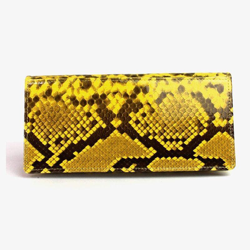 返品不可 パイソン通しマチ無双 メンズ財布 レディース財布 ヘビ革サイフ Yellow 111 1047 長財布 その他財布 E Comex Com