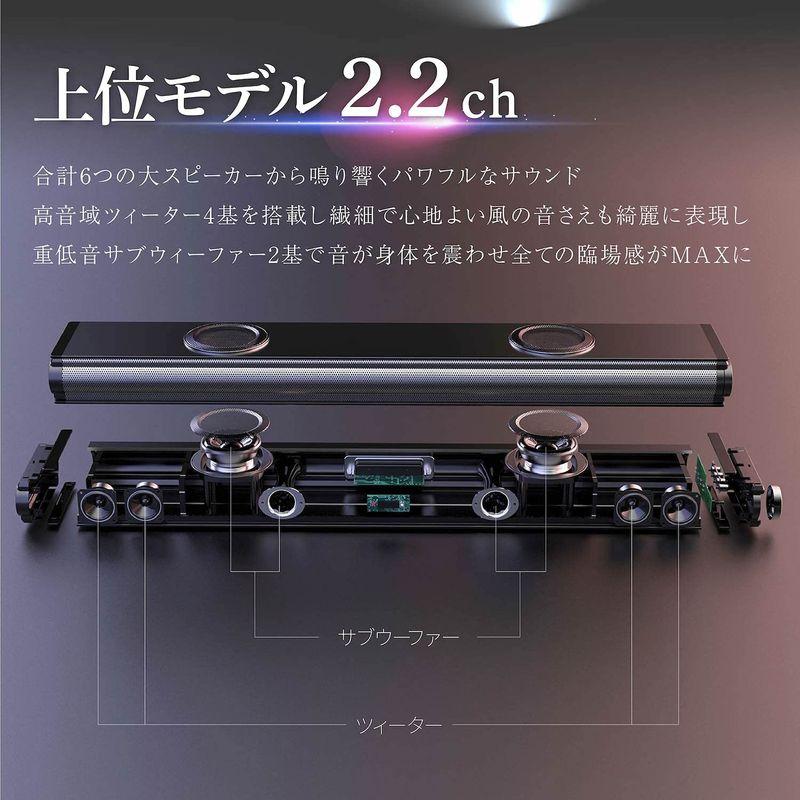 RATOM サウンドバー テレビ スピーカー ホームシアター 120W・2.2ch・重低音強化型ver.2 サウンドバー テレビ スピーカー ホームシアター 120W 2ch 重低音強化型ver