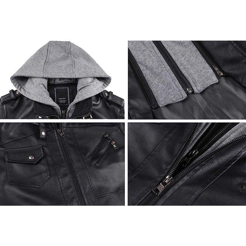【タイムセール】 TACVASEN カジュアル レザーコート メンズ 合皮ジャケット カッコイイ 防寒ブルゾン ショート丈 通学 革ジャケット 大きいサイズ 【S1923797817】(10042円)