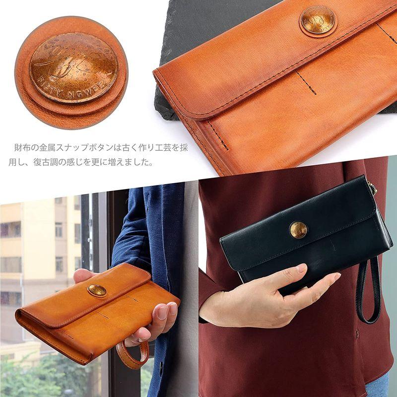 【新入荷】 IJUN 長財布 本革 メンズ リストレットバッグ 小銭入れ付き タンニンなめし革 ヌメ革 【2119157001】(11062円)