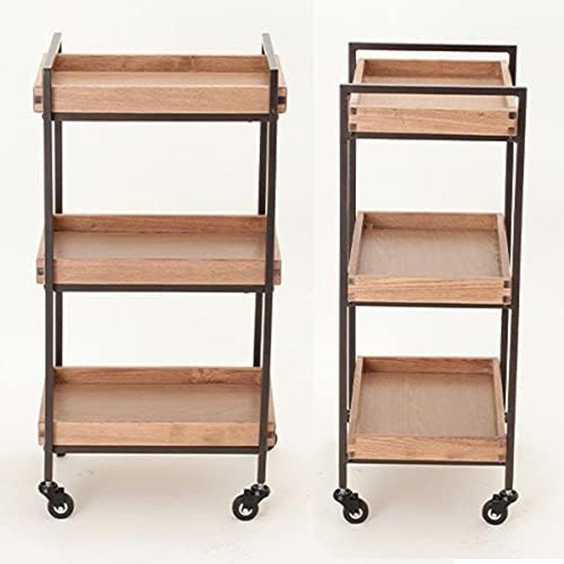 【２点セット】 エイジングウッドワゴン3段 ナチュラルブラウン 幅45×奥行33.5×高さ86.5cm エステワゴン ネイルワゴン 美容室ワゴン キッチンワ 【H2118530988】(11062円)
