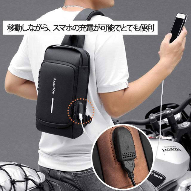 ショルダーバッグ メンズ ボディバッグ 大容量 斜め掛け 軽量 肩掛け ワンショルダー メッセンジャーバッグ 多機能 USBポート メンズバッグ｜k3-shop｜08
